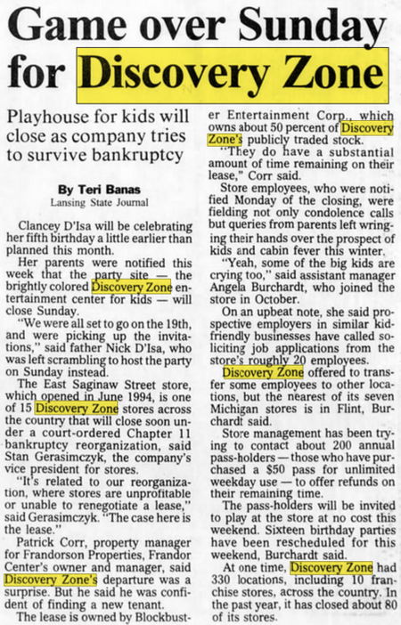 Discovery Zone - Dec 05 1996 Article (newer photo)